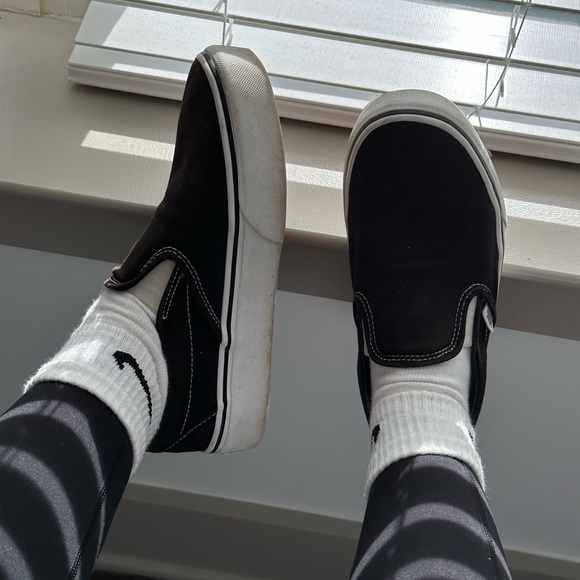 Vans Shoes - Black platform goth/emo slip on vans